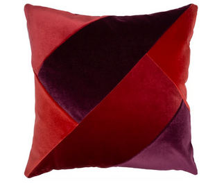 Warm Red Colorblock Velvet Pillow