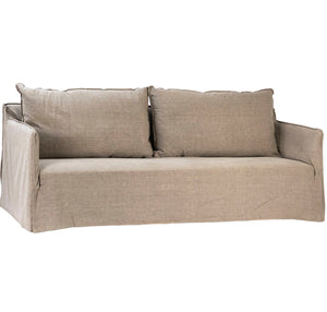 Birch Wood Frame Sofa with Dove Grey Linen Slipcover