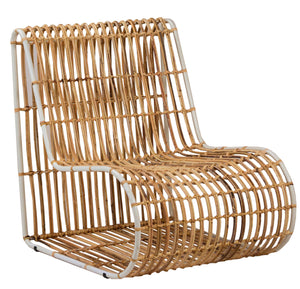 Natural Rattan and White Iron Chair