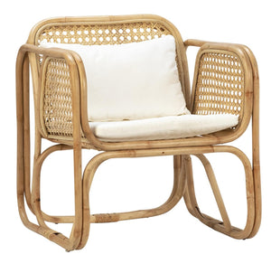 Bamboo and Rattan Chair with Cushions PAIR