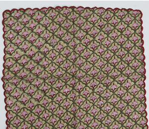 Napkin Scalloped Pink & Green Set of 4