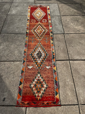 Rug Runner 2'8"x11'4" Red, Orange, Brown, Blue and Green