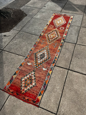 Rug Runner 2'8"x11'4" Red, Orange, Brown, Blue and Green