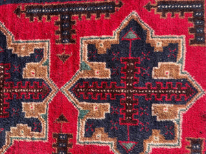 Vintage Rug 2'9"x4'6" Red, Blue, Brown, and Green