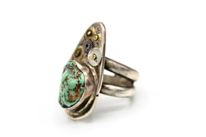 Star Mechanical Turquoise Silver Ring