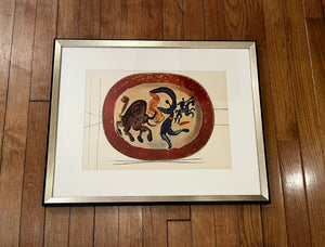 Pablo Picasso Ceramic Plate Original Period Swiss Lithograph Tipped-In Plate Bull Fighter #2
