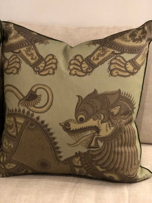 Foo Dog Printed Linen Pillow