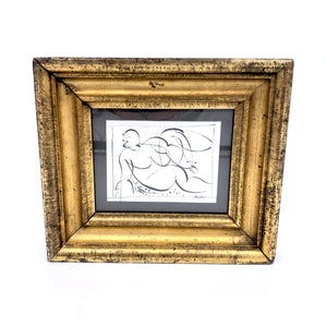Framed Ink on paper abstract nude figure artwork