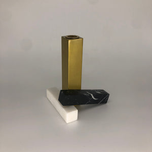 Marble and Brass Candle Holder Small