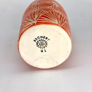 Dana Bechert Carved Pot Orange and White