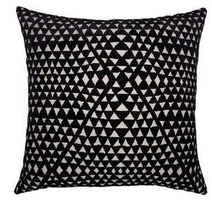Black Velvet Pillow with Triangle Cutouts