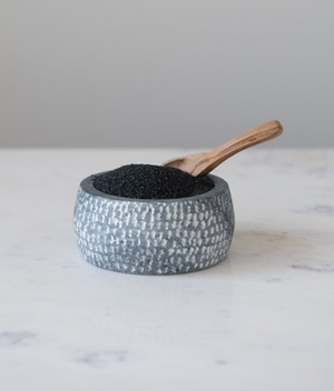 Granite Salt Bowl with Wood Spoon