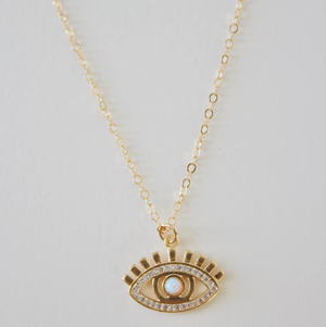 Opal Sparkle Evil Eye Necklace
