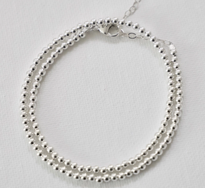 Sterling Silver Beaded Double Wrap Bracelet