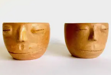 Handmade Clay Faces with Handle