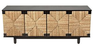 Sideboard with woven rush seagrass front