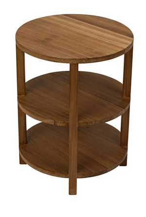 Side table, Round, 3 tier, Gold teak
